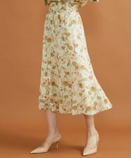 FMHJS10270 MICHEL KLEIN(ミッシェルクラン) [セットアップ対応]ポピープリントマーメイドスカート（オリジナルプリント） イエロー系(82)