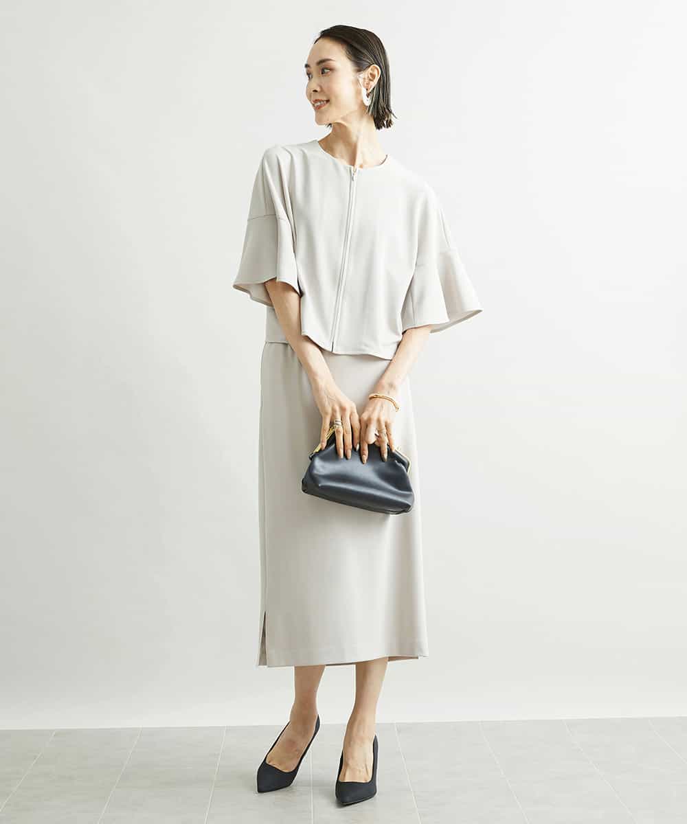 FMHJS13230 MICHEL KLEIN(ミッシェルクラン) [セットアップ対応/機能素材]サイドスリットジャージーペンシルスカート ネイビー(57)
