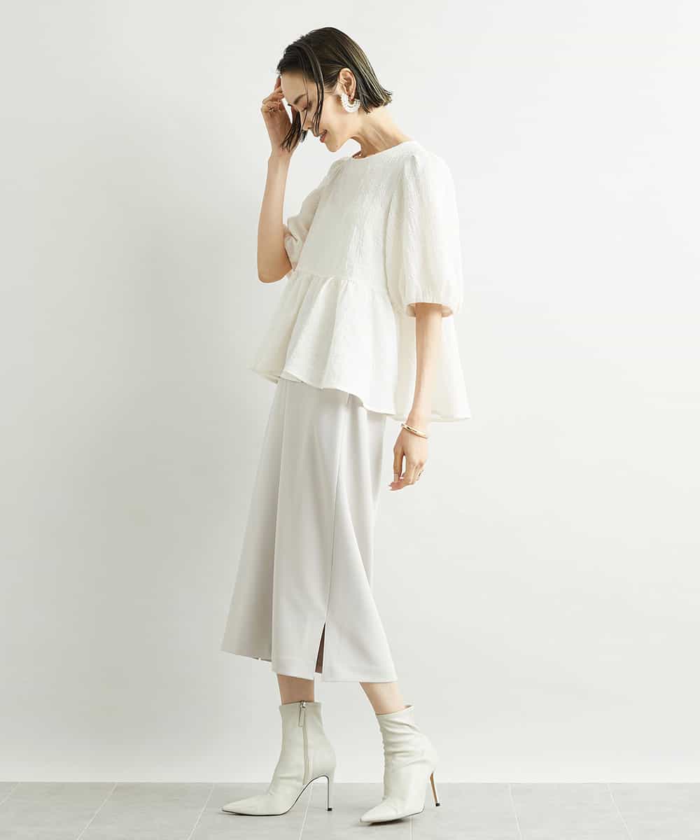 FMHJS13230 MICHEL KLEIN(ミッシェルクラン) [セットアップ対応/機能素材]サイドスリットジャージーペンシルスカート ネイビー(57)