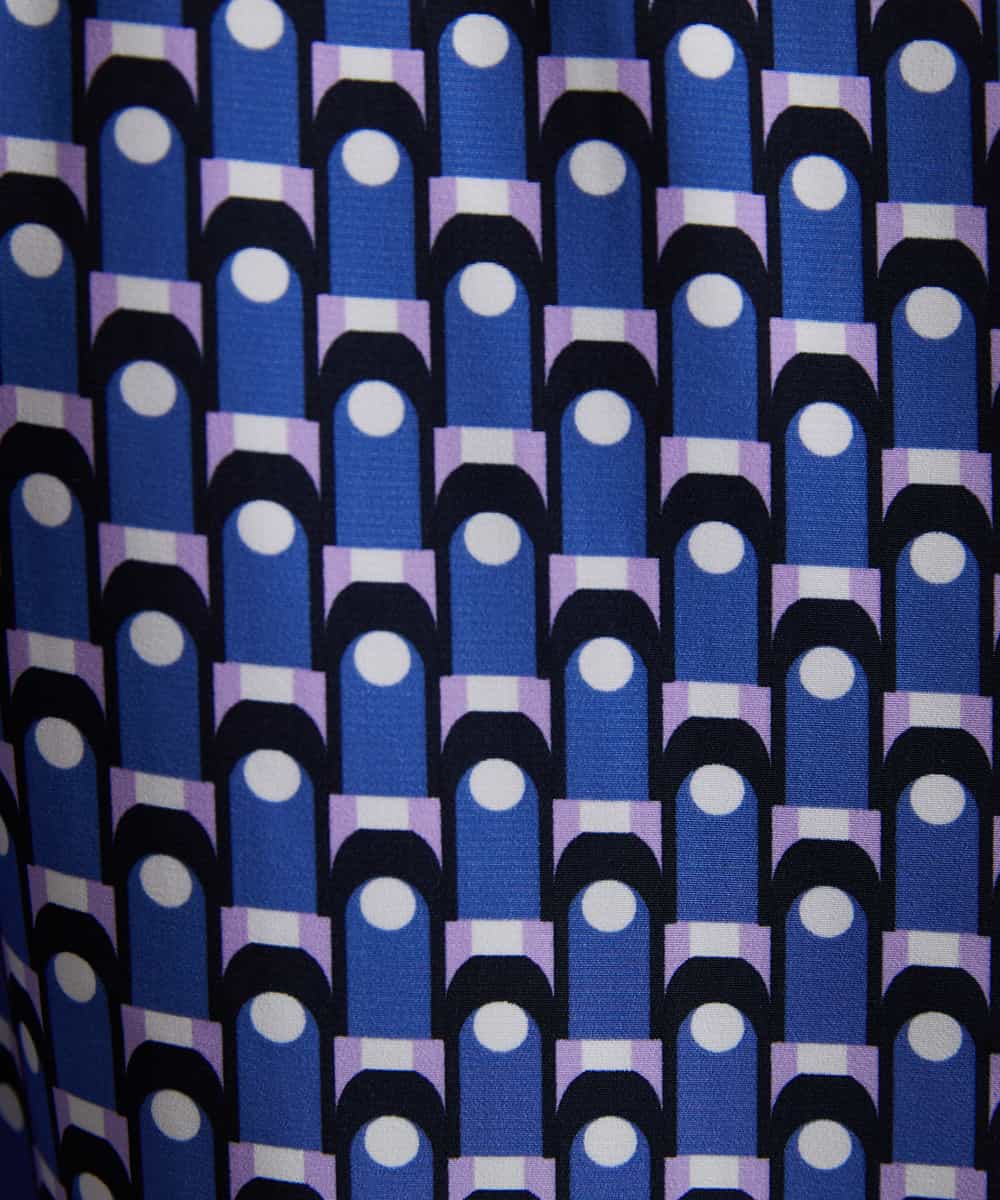FMHJS16270 MICHEL KLEIN(ミッシェルクラン) ［セットアップ対応］Perfumeプリントラップ風スカート（オリジナルプリント） ブルー系(55)