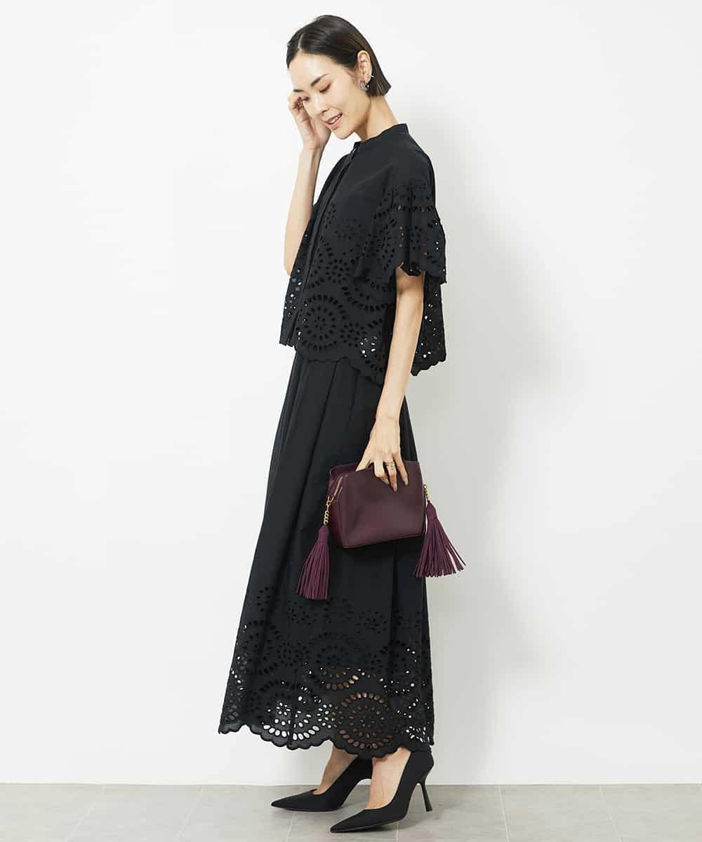 FMHJV01260 MICHEL KLEIN(ミッシェルクラン) [セットアップ対応]コットンスカラップレーススカート ブラック(94)
