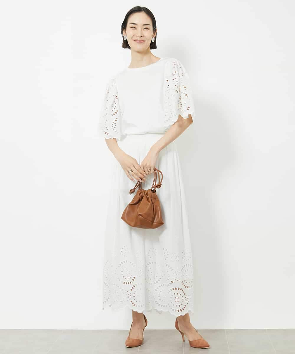 FMHJV01260 MICHEL KLEIN(ミッシェルクラン) [セットアップ対応]コットンスカラップレーススカート ブラック(94)