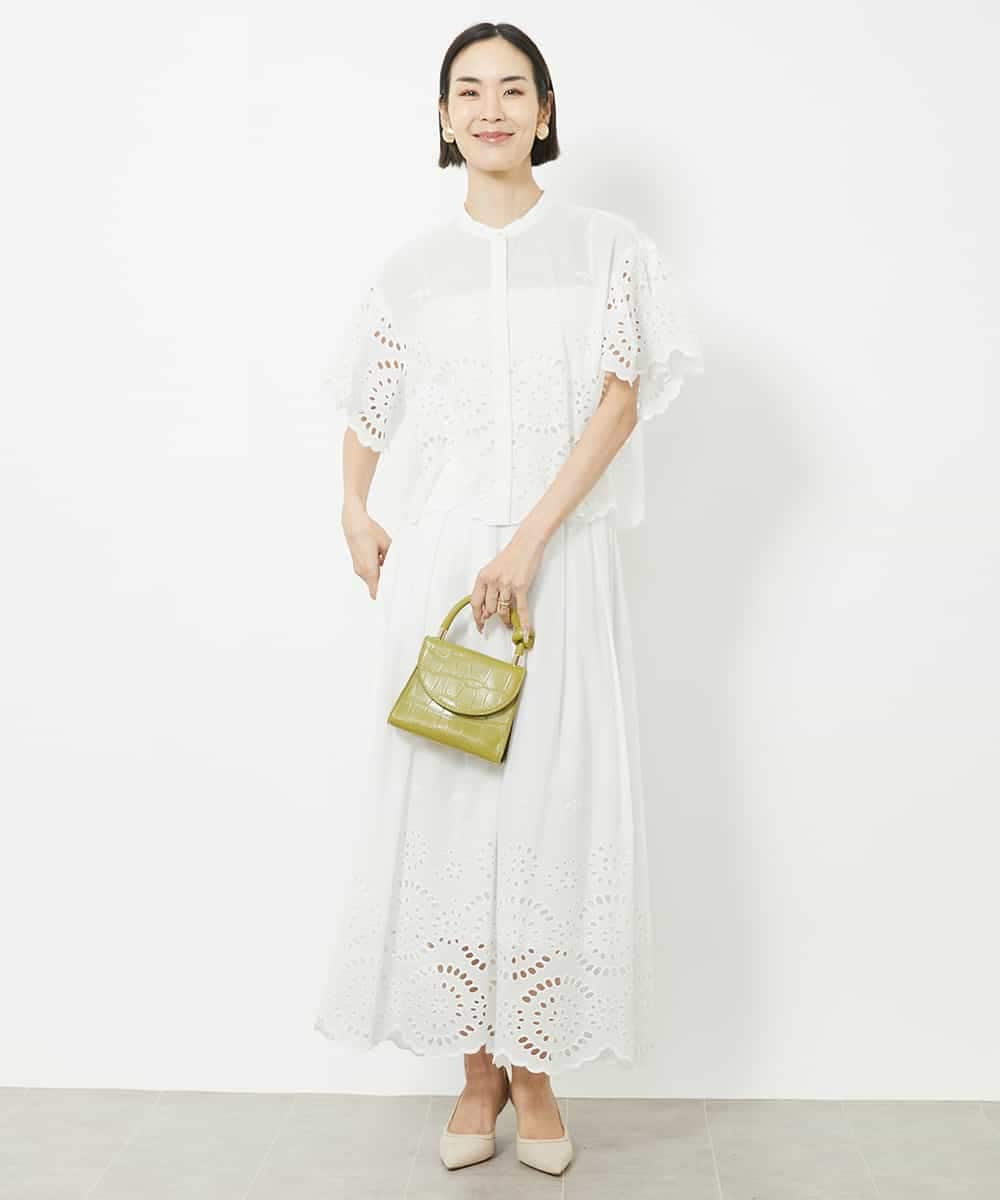 FMHJV01260 MICHEL KLEIN(ミッシェルクラン) [セットアップ対応]コットンスカラップレーススカート ブラック(94)