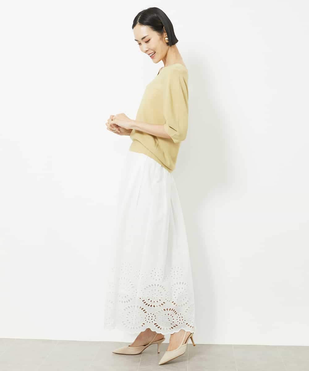 FMHJV01260 MICHEL KLEIN(ミッシェルクラン) [セットアップ対応]コットンスカラップレーススカート ブラック(94)