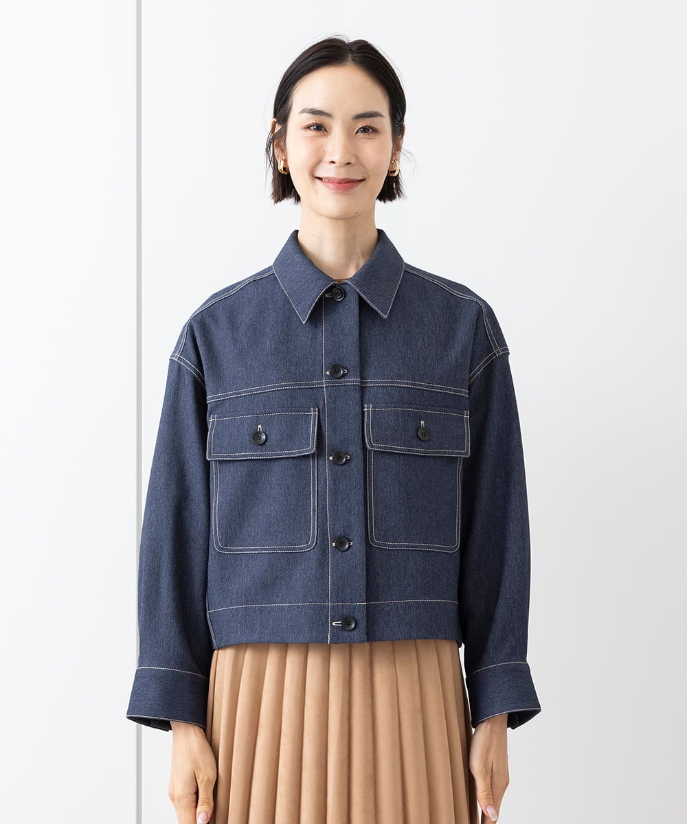 FMJAA02330 MICHEL KLEIN(ミッシェルクラン) デニムライクブルゾン インディゴ(58)