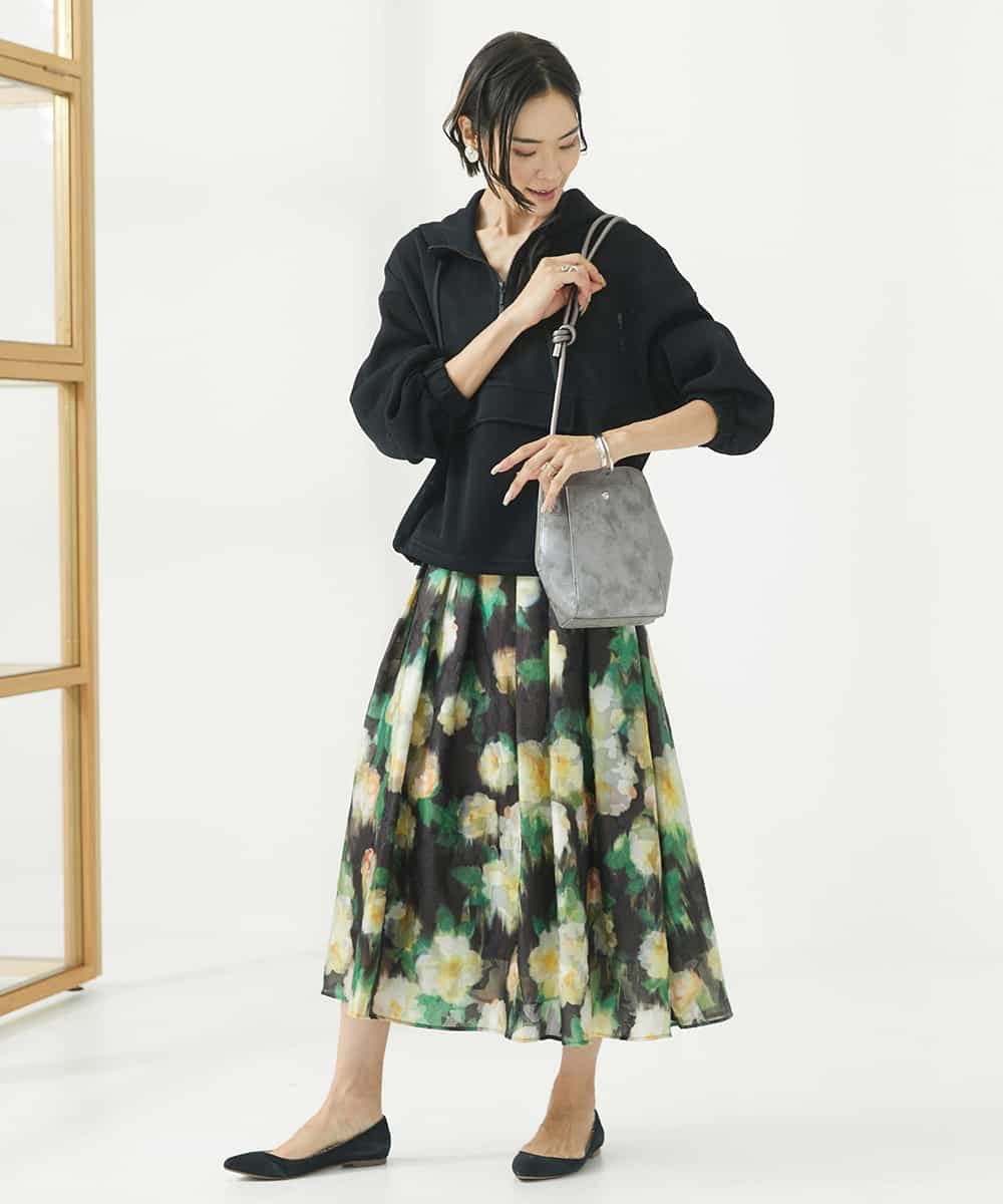 FMJAA22360 MICHEL KLEIN(ミッシェルクラン) シアーメッシュダンボールアノラックパーカー ブラック(94)
