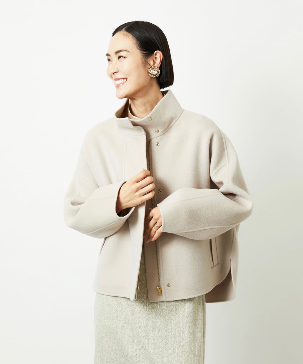 FMJAD15530 MICHEL KLEIN(ミッシェルクラン) スタンドカラーショートコート ベージュ