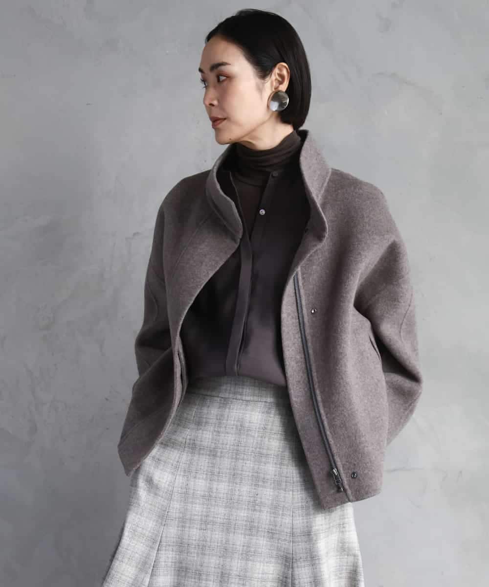 FMJAD15530 MICHEL KLEIN(ミッシェルクラン) スタンドカラーショートコート ベージュ