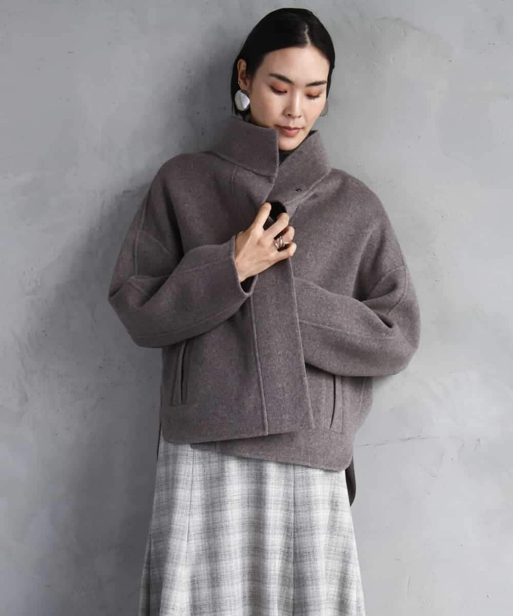 FMJAD15530 MICHEL KLEIN(ミッシェルクラン) スタンドカラーショートコート ベージュ