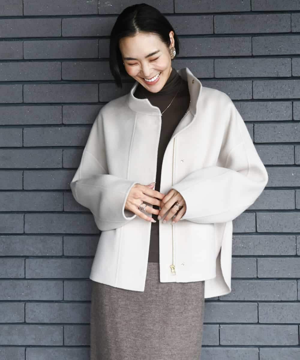 FMJAD15530 MICHEL KLEIN(ミッシェルクラン) スタンドカラーショートコート ベージュ