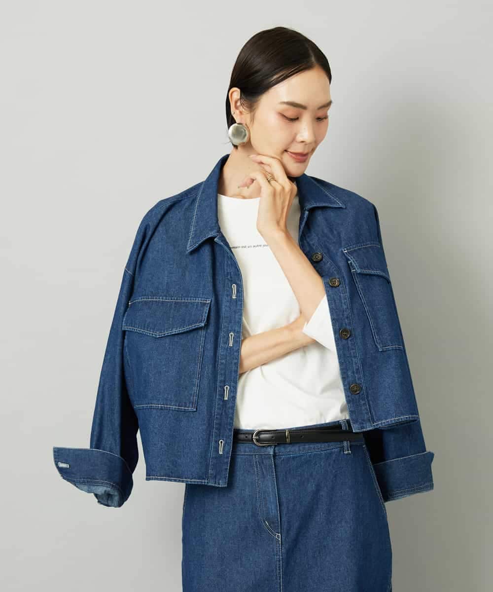 FMJAD31260 MICHEL KLEIN(ミッシェルクラン) [セットアップ対応]デニムダブルポケットブルゾン ネイビー
