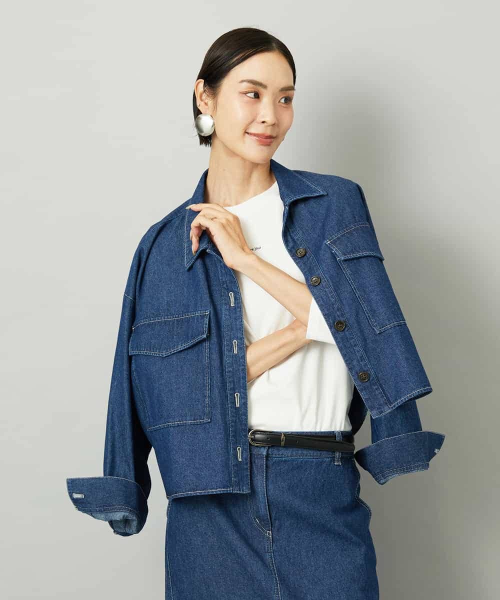 FMJAD31260 MICHEL KLEIN(ミッシェルクラン) [セットアップ対応]デニムダブルポケットブルゾン ネイビー