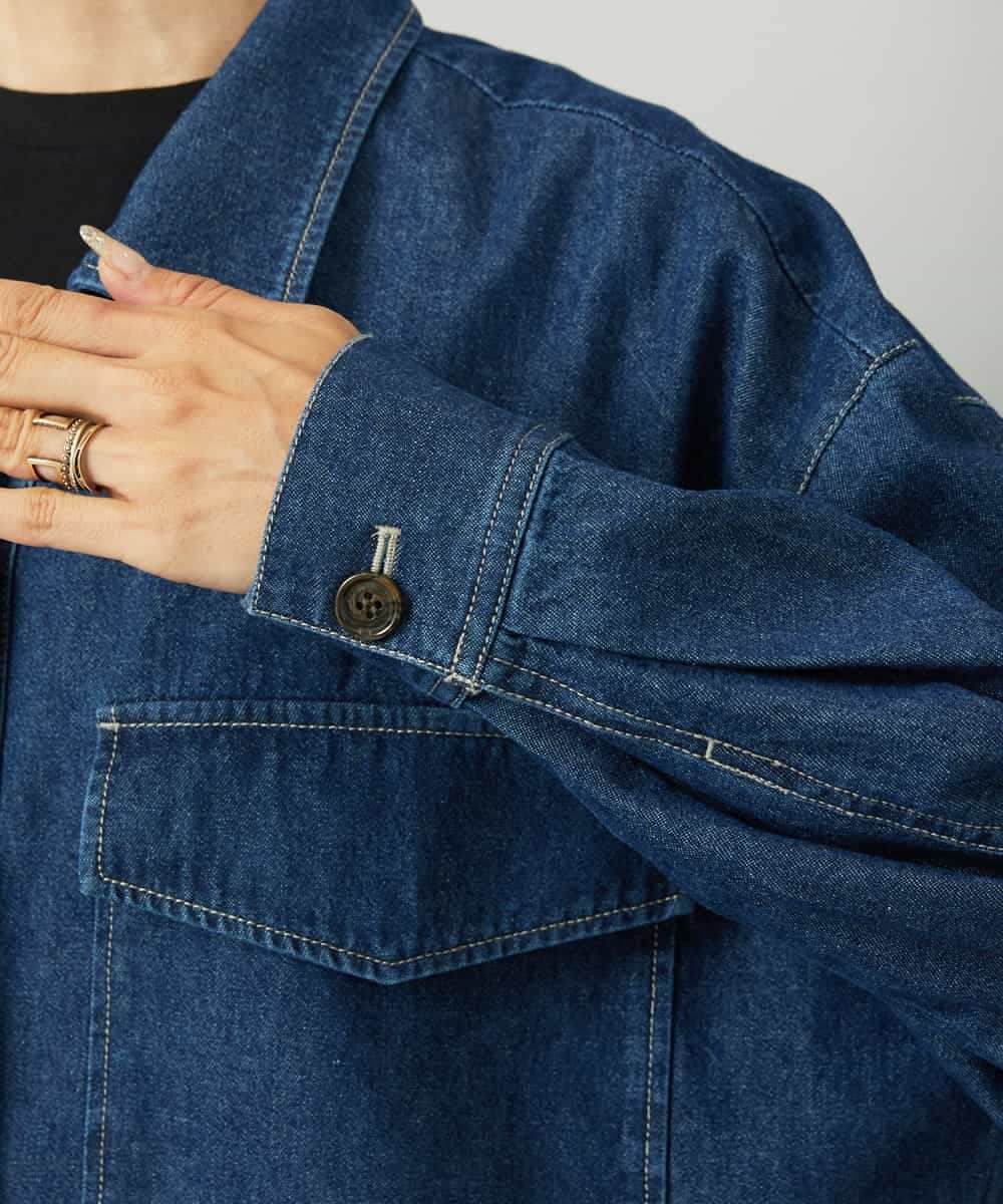 FMJAD31260 MICHEL KLEIN(ミッシェルクラン) [セットアップ対応]デニムダブルポケットブルゾン ネイビー