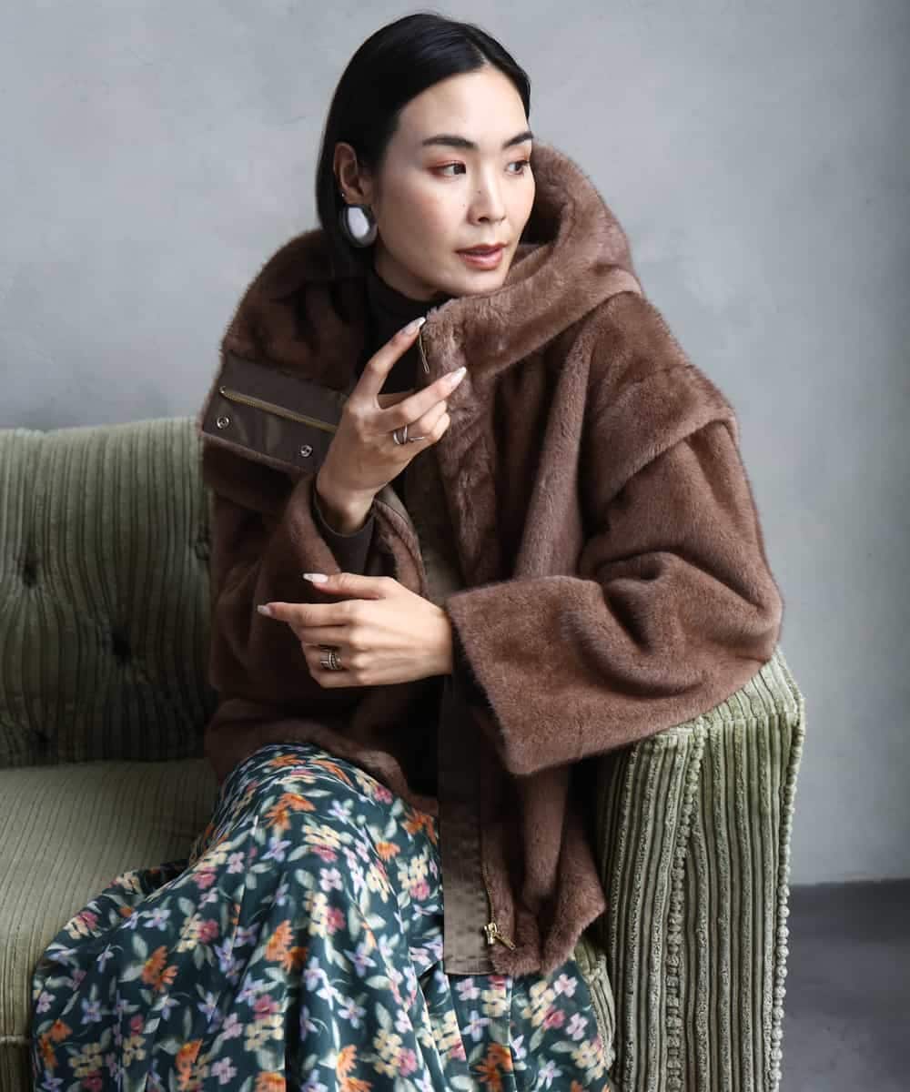 FMJAD50470 MICHEL KLEIN(ミッシェルクラン) ［2WAY］エコファーブルゾン ブラウン