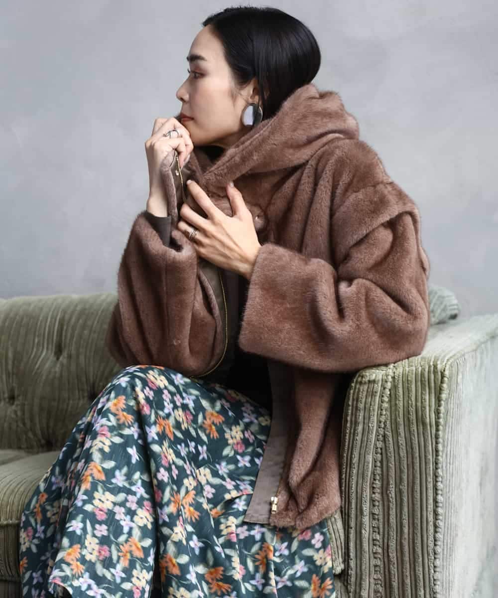 FMJAD50470 MICHEL KLEIN(ミッシェルクラン) ［2WAY］エコファーブルゾン ブラウン