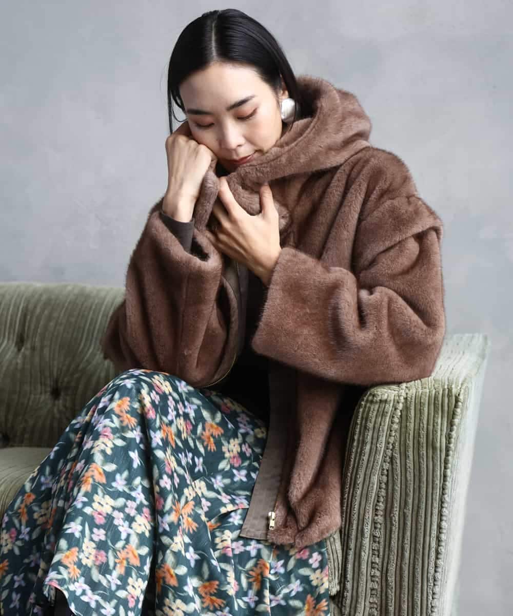 FMJAD50470 MICHEL KLEIN(ミッシェルクラン) ［2WAY］エコファーブルゾン ブラウン