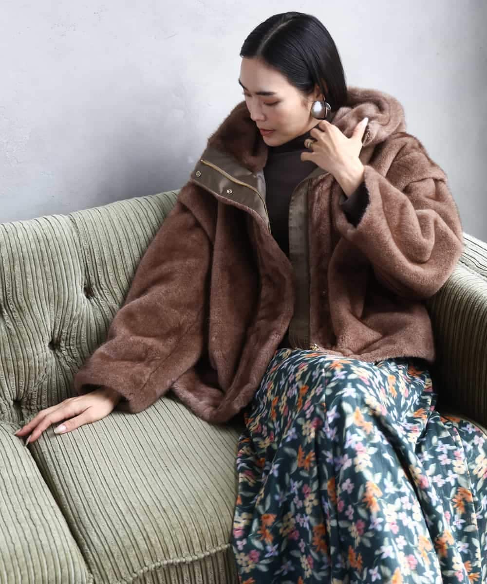 FMJAD50470 MICHEL KLEIN(ミッシェルクラン) ［2WAY］エコファーブルゾン ブラウン