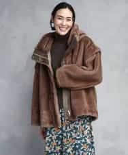 FMJAD50470 MICHEL KLEIN(ミッシェルクラン) ［2WAY］エコファーブルゾン ブラウン