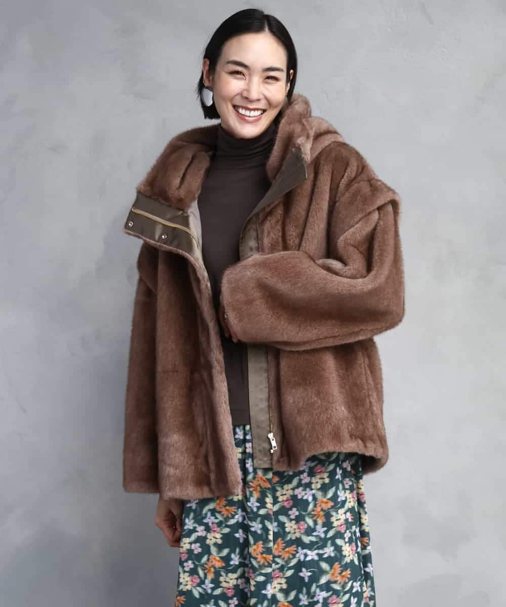 FMJAD50470 MICHEL KLEIN(ミッシェルクラン) ［2WAY］エコファーブルゾン ブラウン