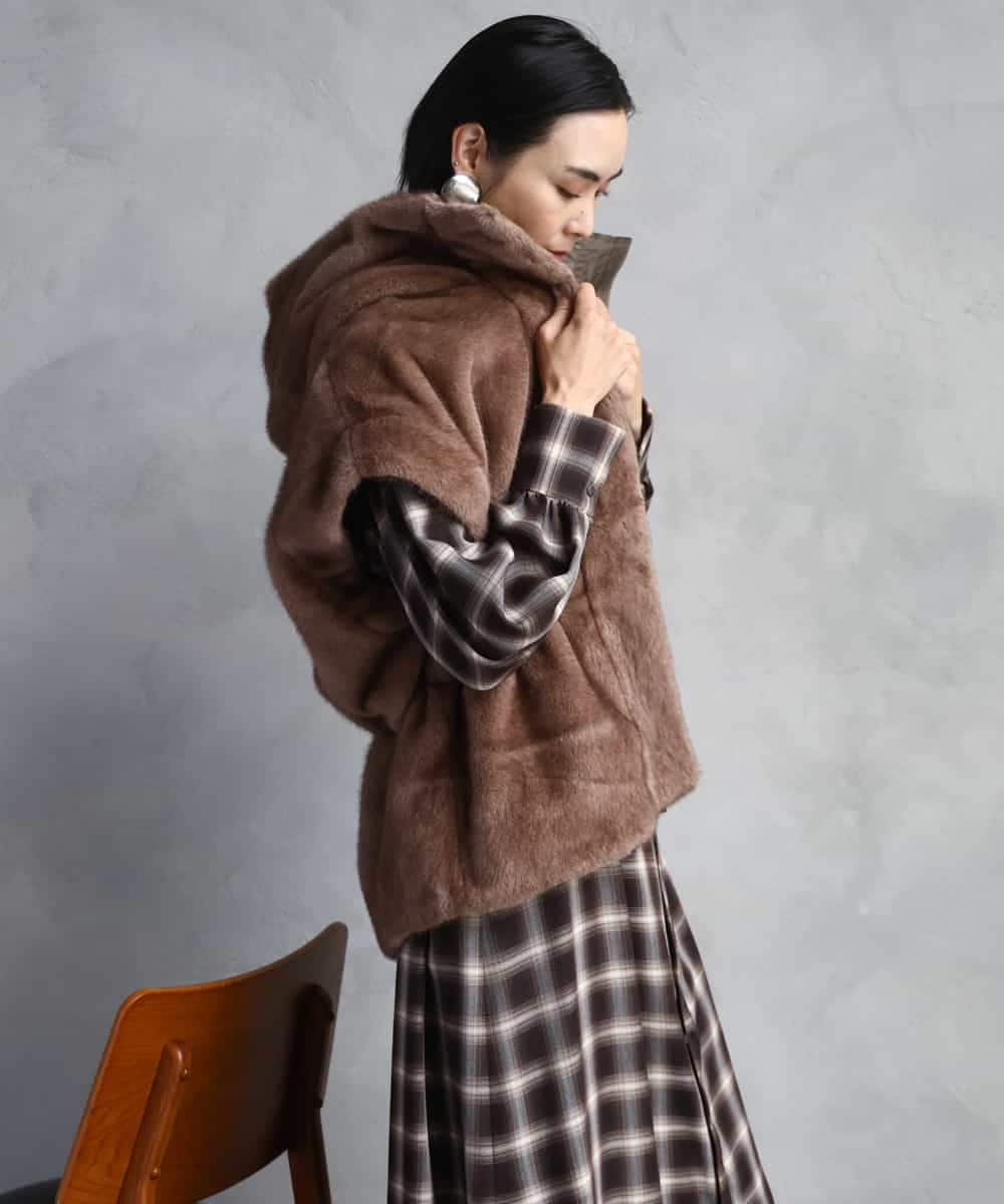 FMJAD50470 MICHEL KLEIN(ミッシェルクラン) ［2WAY］エコファーブルゾン ブラウン