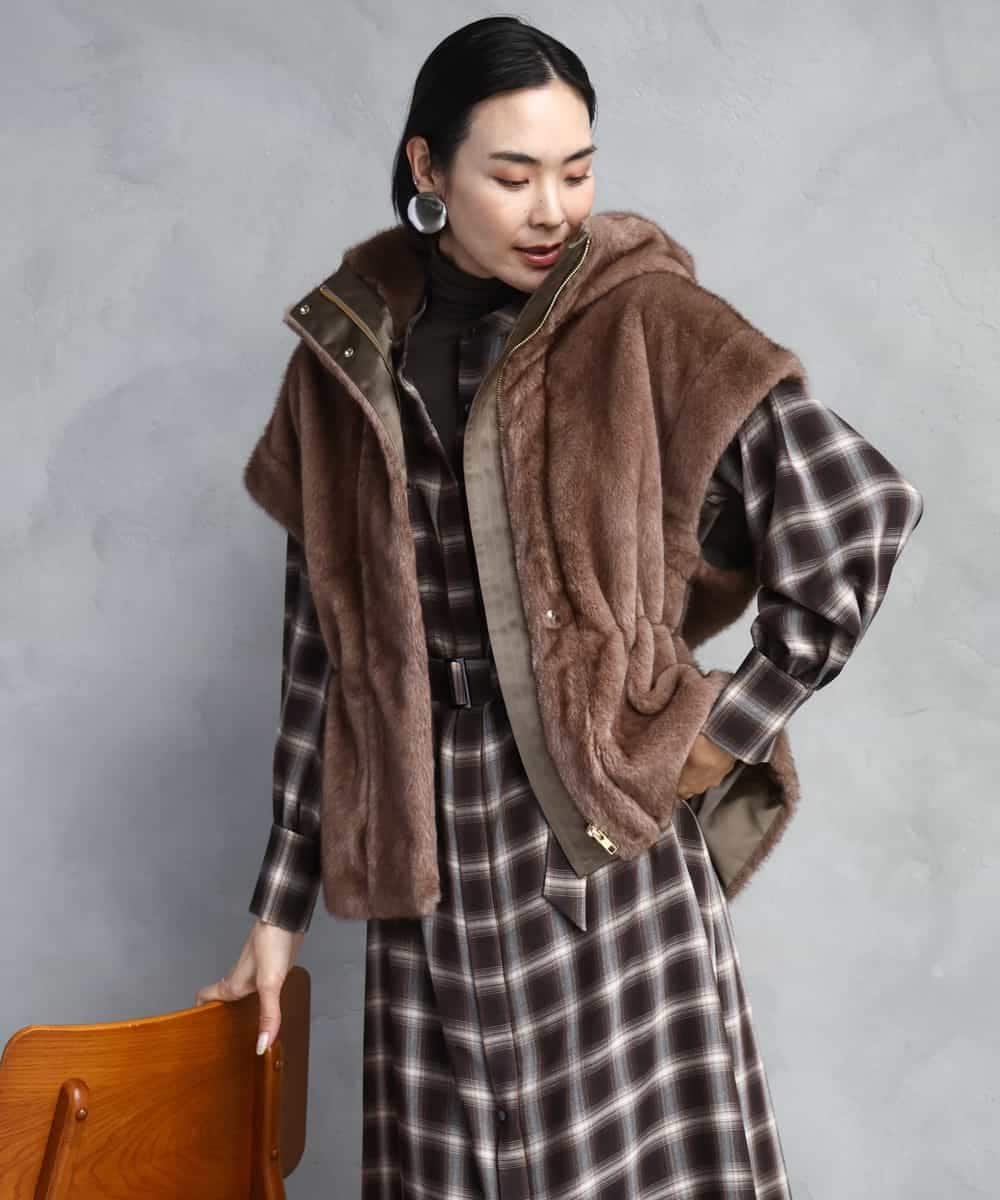 FMJAD50470 MICHEL KLEIN(ミッシェルクラン) ［2WAY］エコファーブルゾン ブラウン