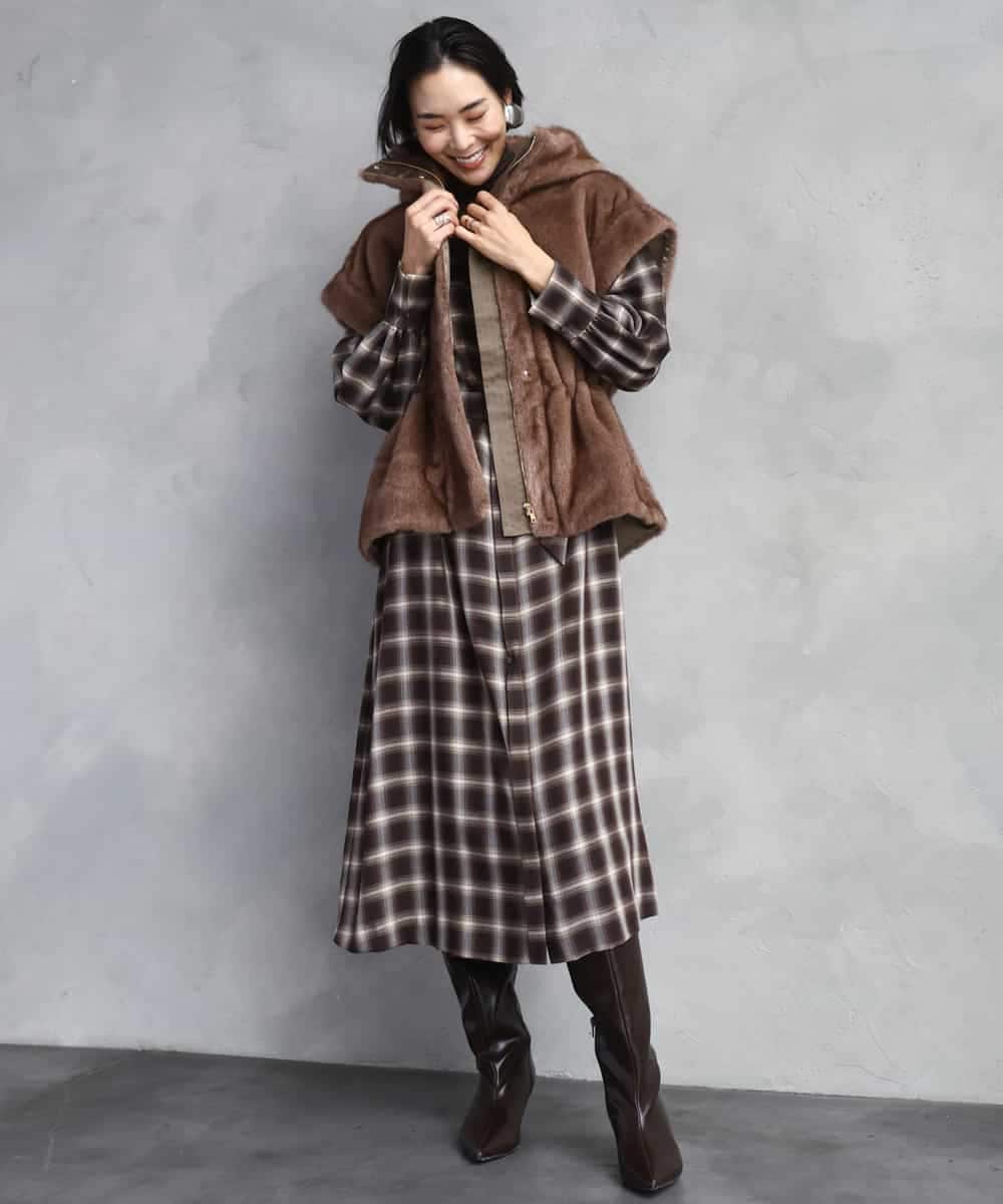 FMJAD50470 MICHEL KLEIN(ミッシェルクラン) ［2WAY］エコファーブルゾン ブラウン