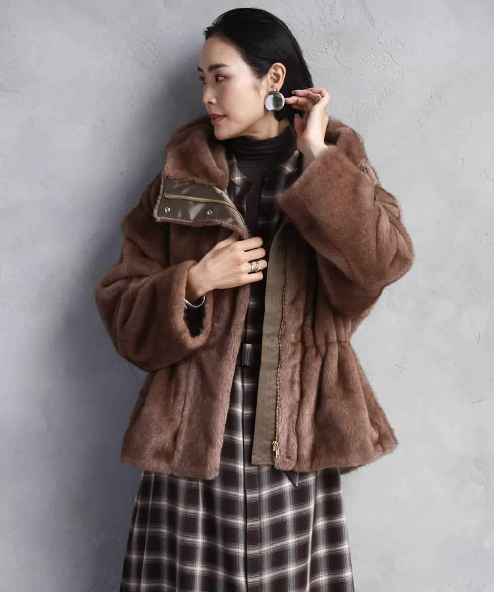 FMJAD50470 MICHEL KLEIN(ミッシェルクラン) ［2WAY］エコファーブルゾン ブラウン