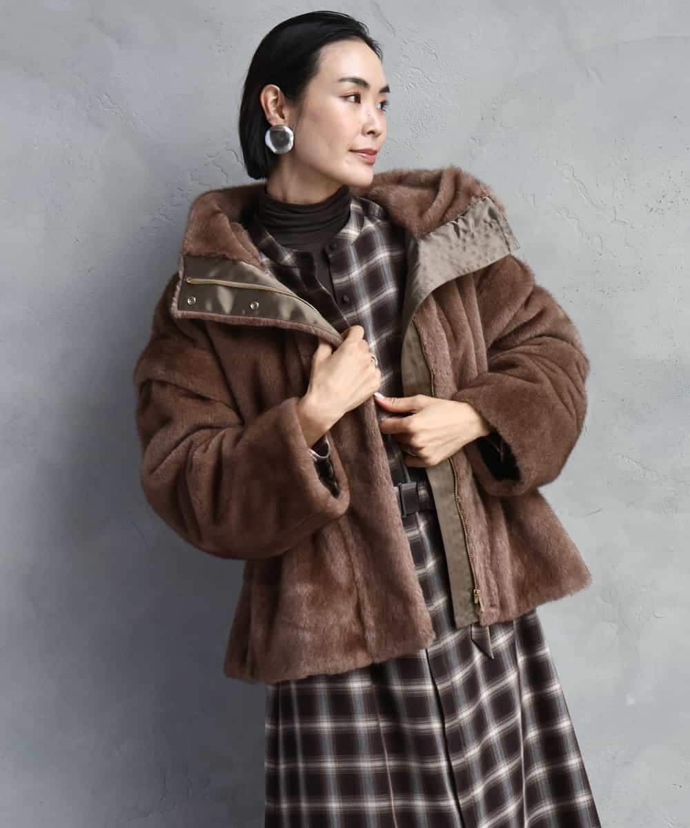 FMJAD50470 MICHEL KLEIN(ミッシェルクラン) ［2WAY］エコファーブルゾン ブラウン