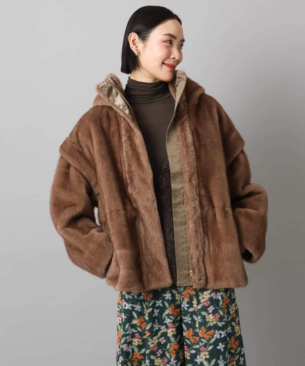 FMJAD50470 MICHEL KLEIN(ミッシェルクラン) ［2WAY］エコファーブルゾン ブラウン