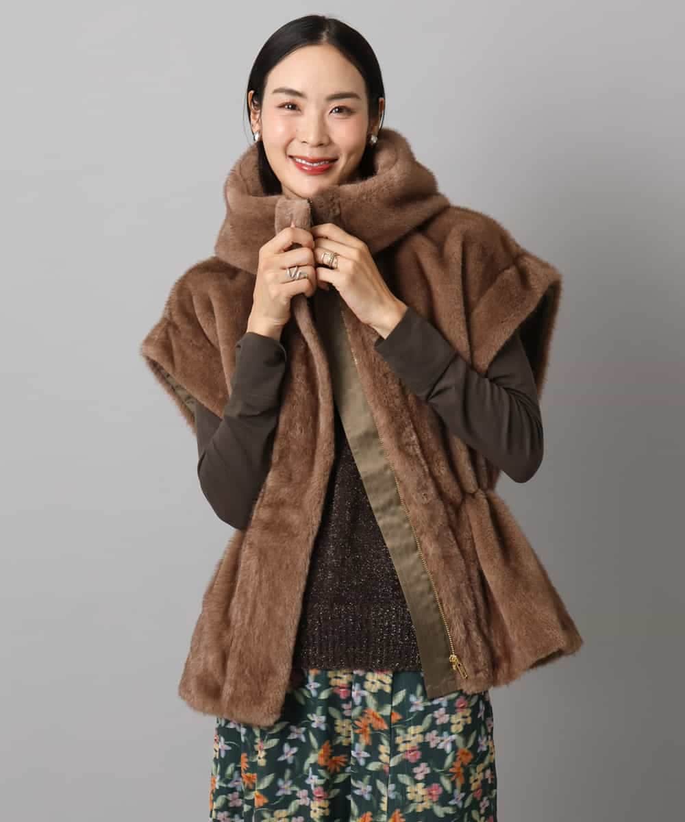 FMJAD50470 MICHEL KLEIN(ミッシェルクラン) ［2WAY］エコファーブルゾン ブラウン