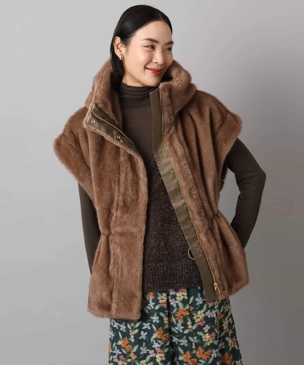 FMJAD50470 MICHEL KLEIN(ミッシェルクラン) ［2WAY］エコファーブルゾン ブラウン