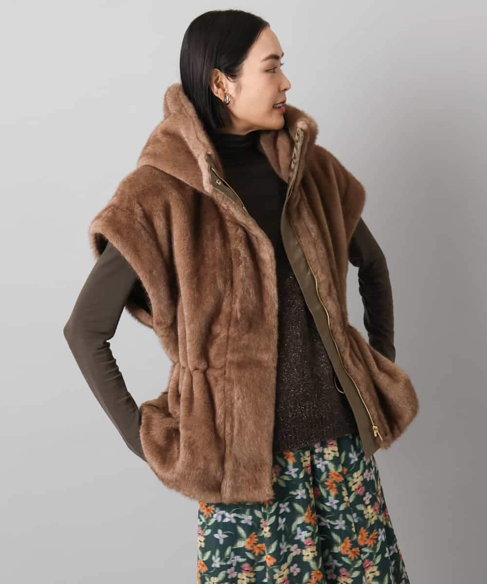 FMJAD50470 MICHEL KLEIN(ミッシェルクラン) ［2WAY］エコファーブルゾン ブラウン