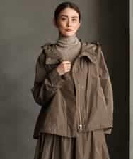 FMJAG02390 MICHEL KLEIN(ミッシェルクラン) [セットアップ対応]フーデッドフレアブルゾン カーキ