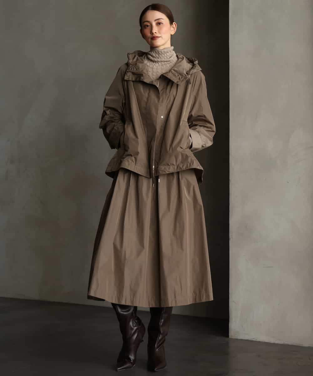 FMJAG02390 MICHEL KLEIN(ミッシェルクラン) [セットアップ対応]フーデッドフレアブルゾン カーキ