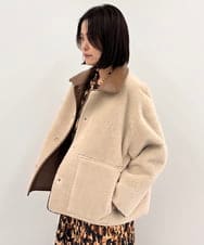 FMJAG40580 MICHEL KLEIN(ミッシェルクラン) レザー調ボアリバーシブルブルゾン ブラウン