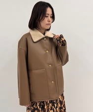 FMJAG40580 MICHEL KLEIN(ミッシェルクラン) レザー調ボアリバーシブルブルゾン ブラウン