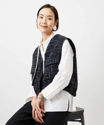 FMJDD11330 MICHEL KLEIN ファンシーツイード フィッシャーマンジレ