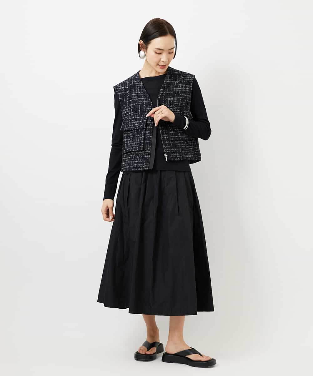 FMJDD11330 MICHEL KLEIN(ミッシェルクラン) ファンシーツイード フィッシャーマンジレ ネイビー