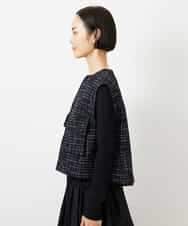 FMJDD11330 MICHEL KLEIN(ミッシェルクラン) ファンシーツイード フィッシャーマンジレ ネイビー