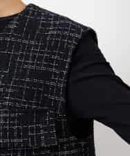 FMJDD11330 MICHEL KLEIN(ミッシェルクラン) ファンシーツイード フィッシャーマンジレ ネイビー