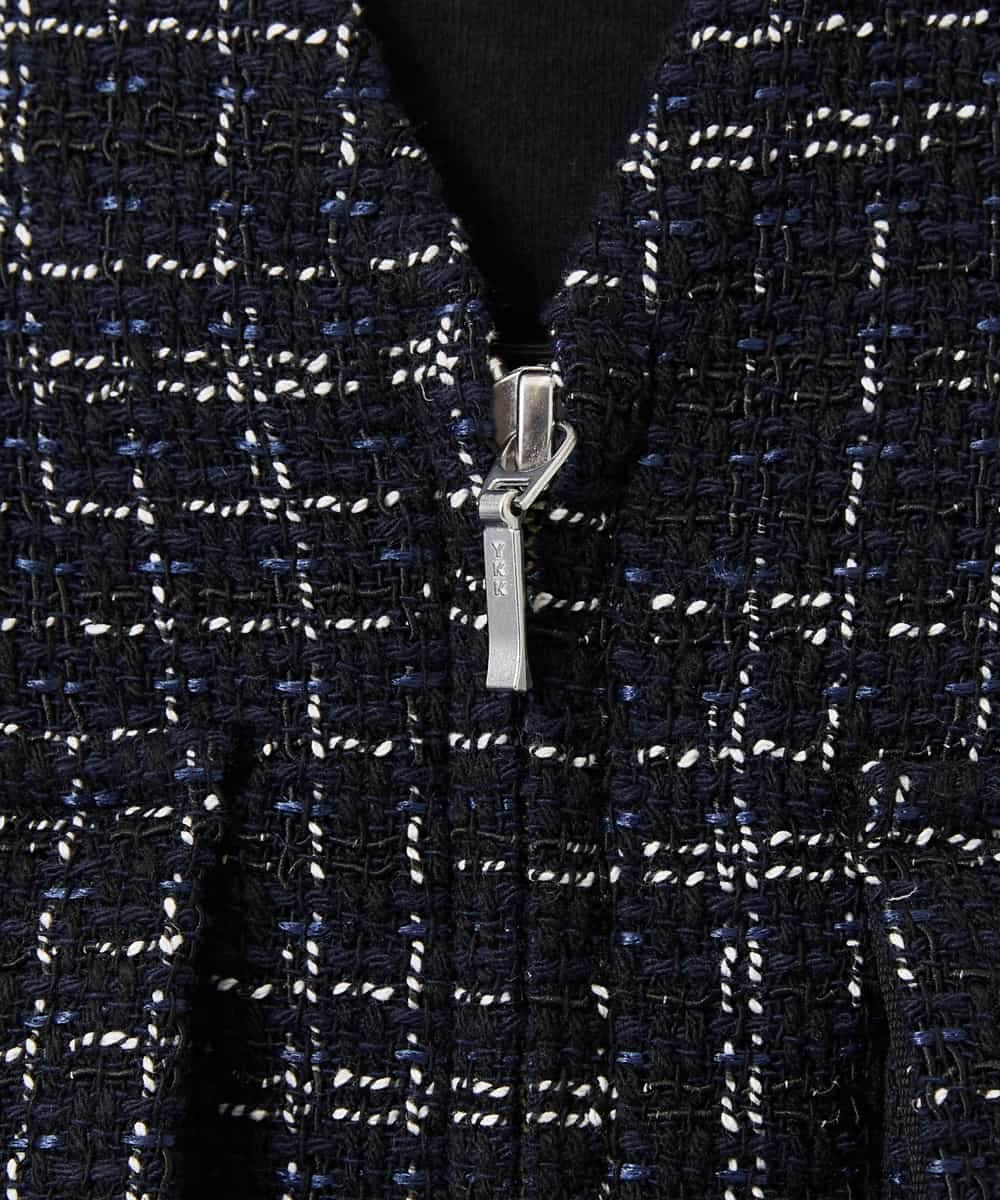 FMJDD11330 MICHEL KLEIN(ミッシェルクラン) ファンシーツイード フィッシャーマンジレ ネイビー