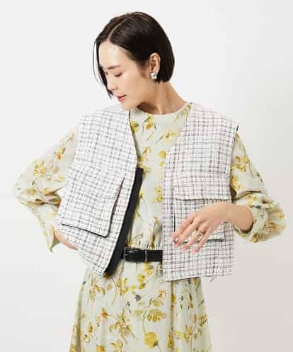 FMJDD11330 MICHEL KLEIN ファンシーツイード フィッシャーマンジレ