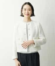 FMJDS12460 MICHEL KLEIN(ミッシェルクラン) [オリジナル素材]2WAYファンシーツイードノーカラージャケット アイボリー(80)