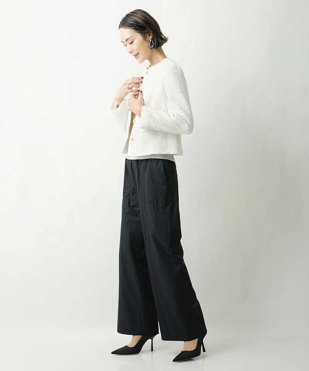 FMJDS12460 MICHEL KLEIN(ミッシェルクラン) [オリジナル素材]2WAYファンシーツイードノーカラージャケット アイボリー(80)
