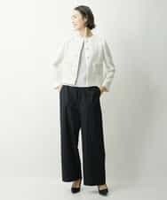 FMJDS12460 MICHEL KLEIN(ミッシェルクラン) [オリジナル素材]2WAYファンシーツイードノーカラージャケット アイボリー(80)