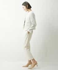 FMJDS12460 MICHEL KLEIN(ミッシェルクラン) [オリジナル素材]2WAYファンシーツイードノーカラージャケット アイボリー(80)