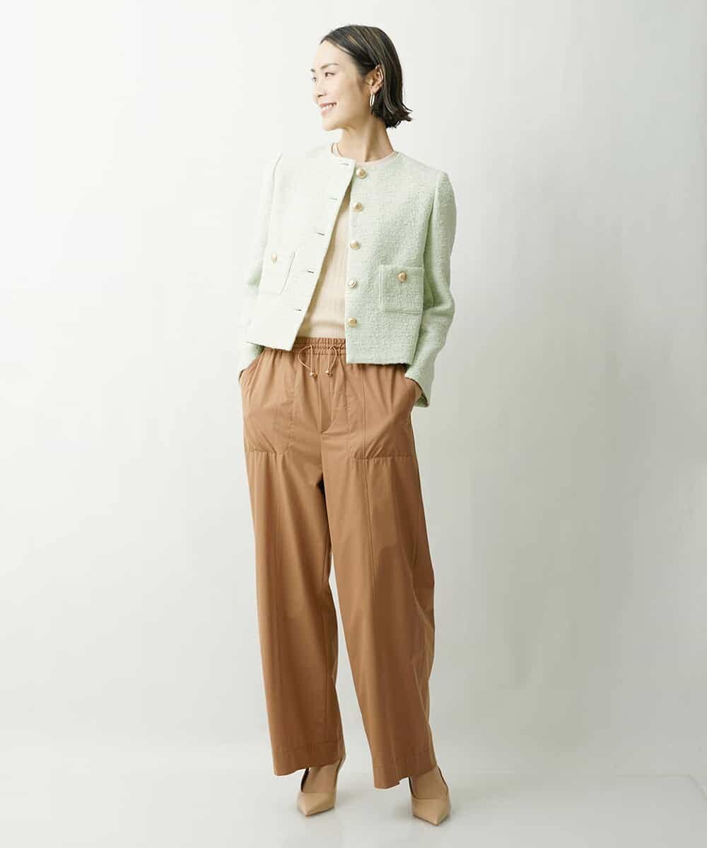 FMJDS12460 MICHEL KLEIN(ミッシェルクラン) [オリジナル素材]2WAYファンシーツイードノーカラージャケット アイボリー(80)