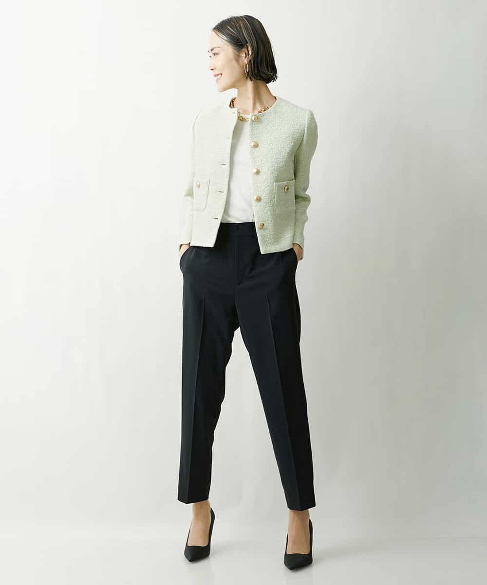 FMJDS12460 MICHEL KLEIN(ミッシェルクラン) [オリジナル素材]2WAYファンシーツイードノーカラージャケット アイボリー(80)