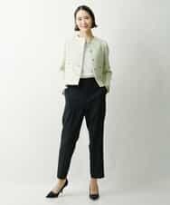 FMJDS12460 MICHEL KLEIN(ミッシェルクラン) [オリジナル素材]2WAYファンシーツイードノーカラージャケット アイボリー(80)