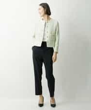 FMJDS12460 MICHEL KLEIN(ミッシェルクラン) [オリジナル素材]2WAYファンシーツイードノーカラージャケット アイボリー(80)